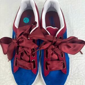 PUMA NEW Suede Heart Satin Lapis Blue, Urban Red sneakers with x wide ribbon